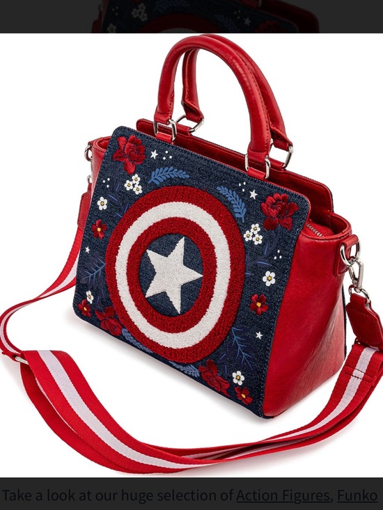 Marvel Loungefly Captain America 80th Anniversary Floral Shield Crossbody Purse - Picture 3 of 13